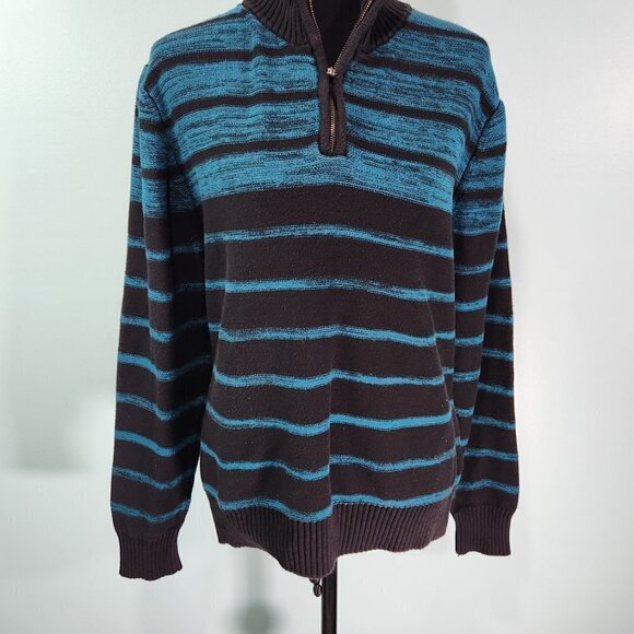 Carbon Men's Sweater, Quarter Zip Pullover, Sz Large Teal/Black
Lot F - Picture 8 of 8